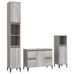 vidaXL Set mobilier de baie, 3 piese, gri sonoma, lemn prelucrat vidaXL Set mobilier de baie, 3 piese, gri sonoma, lemn prelucrat