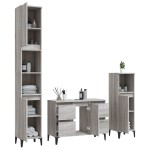 vidaXL Set mobilier de baie, 3 piese, gri sonoma, lemn prelucrat vidaXL Set mobilier de baie, 3 piese, gri sonoma, lemn prelucrat