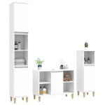 vidaXL Set mobilier de baie, 3 piese, alb, lemn compozit vidaXL Set mobilier de baie, 3 piese, alb, lemn compozit