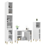 vidaXL Set mobilier de baie, 3 piese, alb, lemn compozit vidaXL Set mobilier de baie, 3 piese, alb, lemn compozit