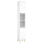 vidaXL Set mobilier de baie, 3 piese, alb, lemn compozit vidaXL Set mobilier de baie, 3 piese, alb, lemn compozit