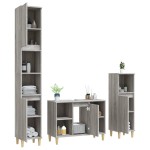 vidaXL Set mobilier de baie, 3 piese, gri sonoma, lemn prelucrat vidaXL Set mobilier de baie, 3 piese, gri sonoma, lemn prelucrat