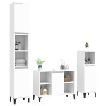 vidaXL Set mobilier de baie, 3 piese, alb, lemn compozit vidaXL Set mobilier de baie, 3 piese, alb, lemn compozit