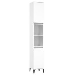 vidaXL Set mobilier de baie, 3 piese, alb, lemn compozit vidaXL Set mobilier de baie, 3 piese, alb, lemn compozit