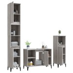 vidaXL Set mobilier de baie, 3 piese, gri sonoma, lemn prelucrat