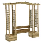 vidaXL Pergolă de grădină cu bancă și jardiniere lemn masiv pin tratat vidaXL Pergolă de grădină cu bancă și jardiniere lemn masiv pin tratat