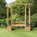 vidaXL Pergolă de grădină cu bancă și jardiniere lemn masiv pin tratat vidaXL Pergolă de grădină cu bancă și jardiniere lemn masiv pin tratat