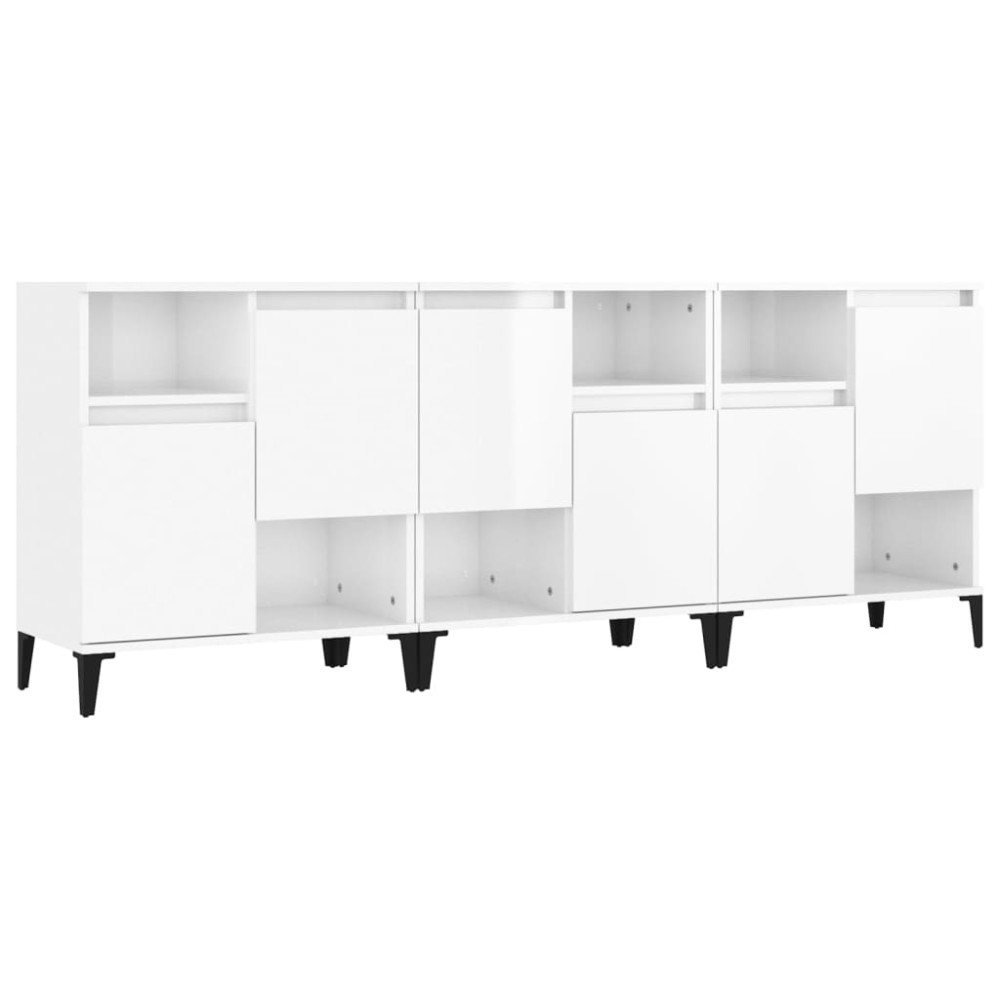 vidaXL Dulapuri, 3 buc, alb extralucios, 60x35x70 cm, lemn prelucrat