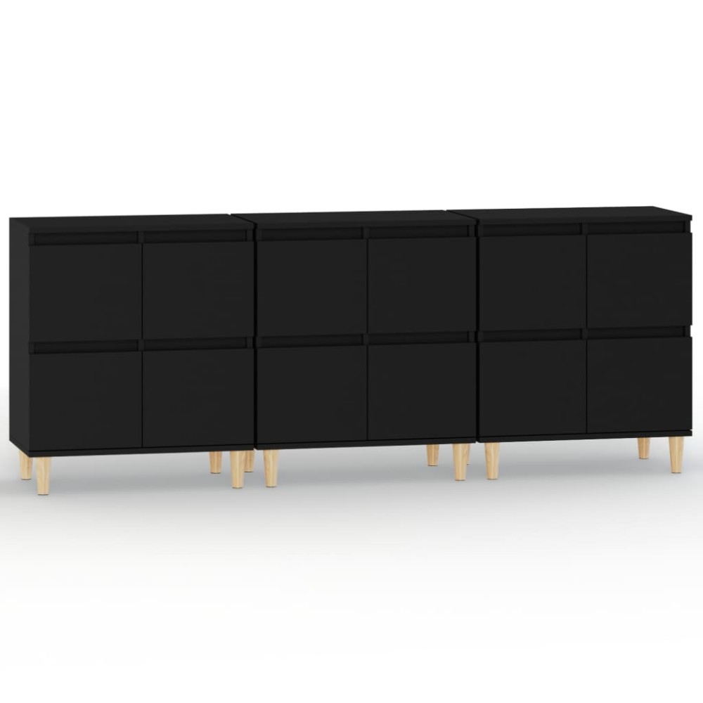 vidaXL Dulapuri, 3 buc, negru, 60x35x70 cm, lemn prelucrat