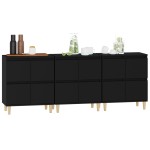 vidaXL Dulapuri, 3 buc, negru, 60x35x70 cm, lemn prelucrat vidaXL Dulapuri, 3 buc, negru, 60x35x70 cm, lemn prelucrat