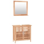vidaXL Set mobilier de baie, 2 piese, lemn masiv de nuc vidaXL Set mobilier de baie, 2 piese, lemn masiv de nuc