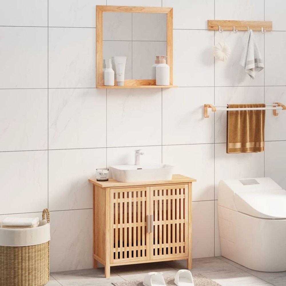 vidaXL Set mobilier de baie, 2 piese, lemn masiv de nuc