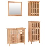 vidaXL Set mobilier de baie, 4 piese, lemn masiv de nuc