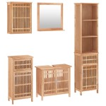 vidaXL Set mobilier de baie, 5 piese, lemn masiv de nuc