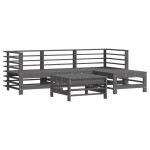 vidaXL Set mobilier grădină cu perne, 5 piese, gri, lemn masiv