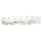 vidaXL Set mobilier de grădină cu perne, 8 piese, alb, lemn masiv