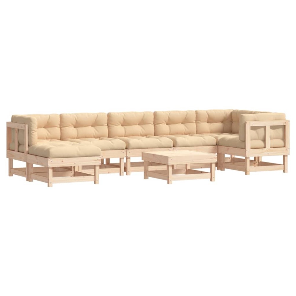 vidaXL Set mobilier de grădină cu perne, 8 piese, lemn masiv