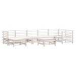 vidaXL Set mobilier de grădină cu perne, 8 piese, alb, lemn masiv