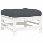 vidaXL Set mobilier de grădină cu perne, 8 piese, alb, lemn masiv