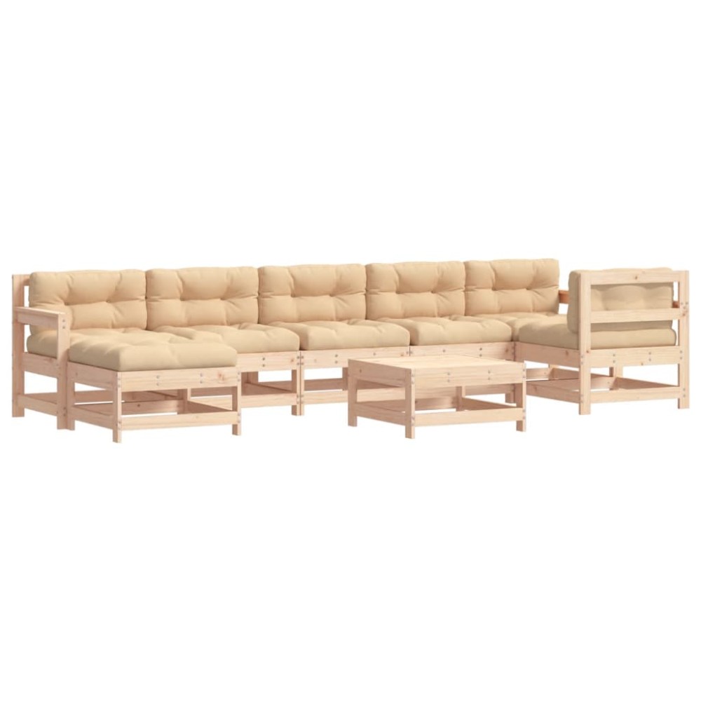 vidaXL Set mobilier de grădină cu perne, 8 piese, lemn masiv