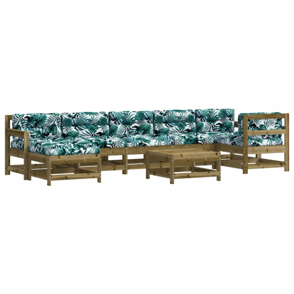 vidaXL Set mobilier de grădină cu perne, 8 piese, lemn de pin tratat