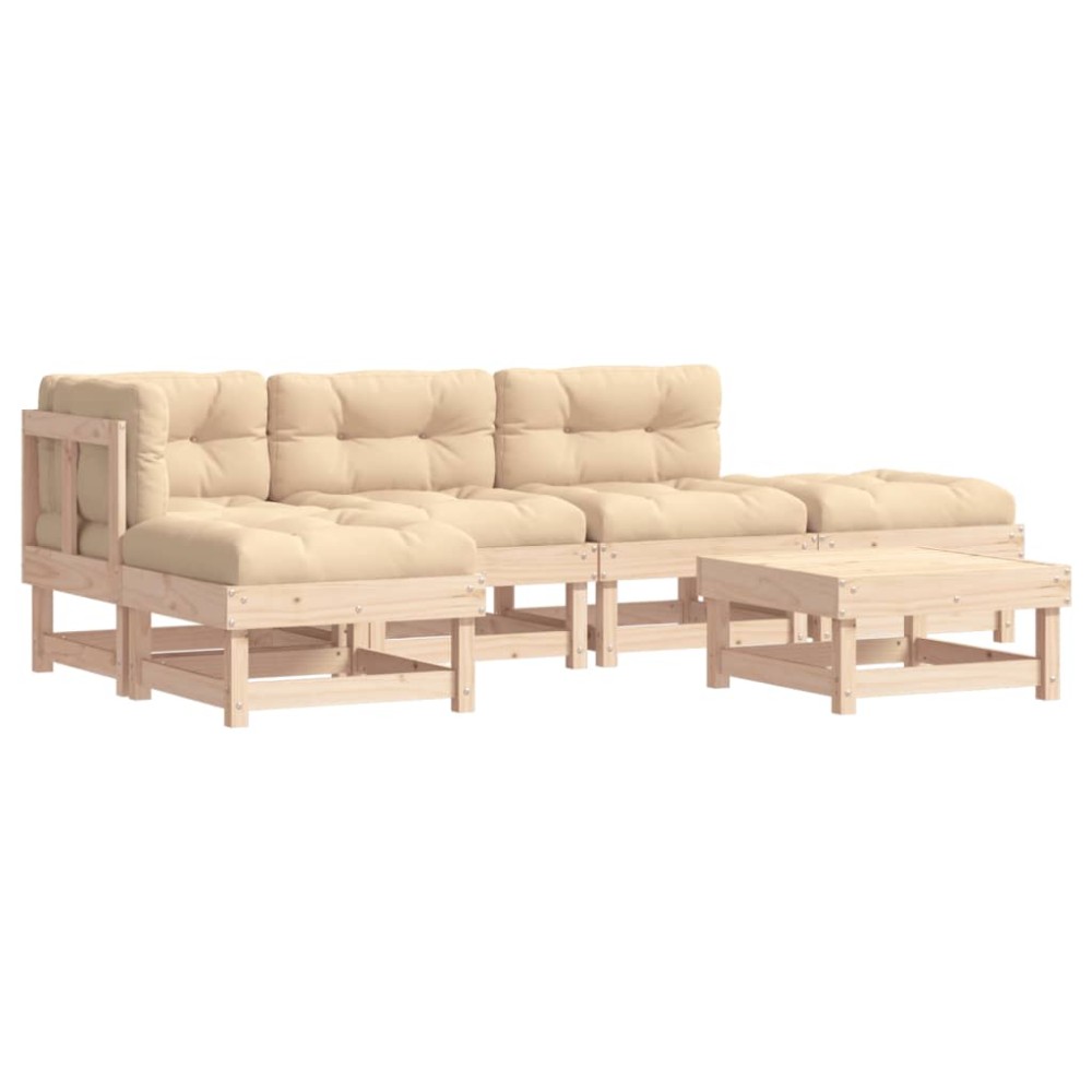 vidaXL Set mobilier relaxare de grădină & perne 6 piese lemn masiv pin
