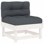 vidaXL Set mobilier relaxare grădină&perne 6 piese alb lemn masiv pin vidaXL Set mobilier relaxare grădină&perne 6 piese alb lemn masiv pin