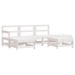 vidaXL Set mobilier relaxare grădină&perne 6 piese alb lemn masiv pin