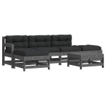 vidaXL Set mobilier relaxare grădină&perne 6 piese gri lemn masiv pin