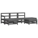 vidaXL Set mobilier relaxare grădină&perne 6 piese gri lemn masiv pin