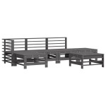 vidaXL Set mobilier relaxare grădină&perne 6 piese gri lemn masiv pin vidaXL Set mobilier relaxare grădină&perne 6 piese gri lemn masiv pin