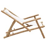 vidaXL Scaun pliabil, alb crem, bambus și pânză vidaXL Scaun pliabil, alb crem, bambus și pânză
