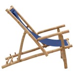 vidaXL Scaun pliabil, bleumarin, bambus și pânză vidaXL Scaun pliabil, bleumarin, bambus și pânză