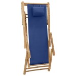 vidaXL Scaun pliabil, bleumarin, bambus și pânză vidaXL Scaun pliabil, bleumarin, bambus și pânză