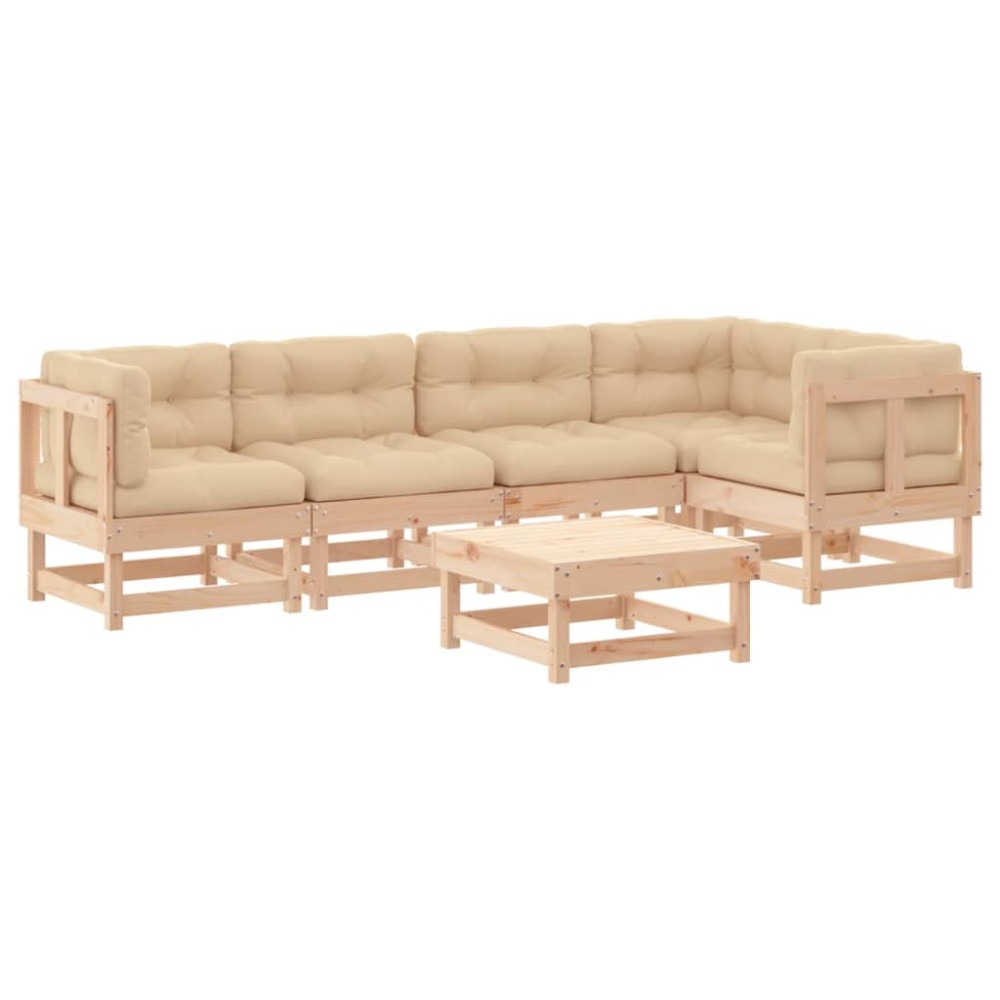 vidaXL Set mobilier relaxare de grădină & perne 6 piese lemn masiv pin