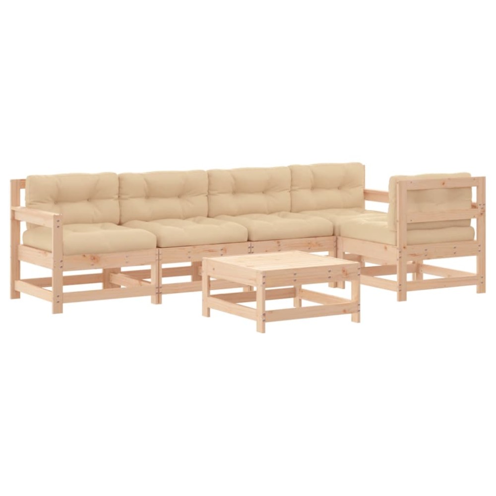 vidaXL Set mobilier relaxare de grădină & perne 6 piese lemn masiv pin