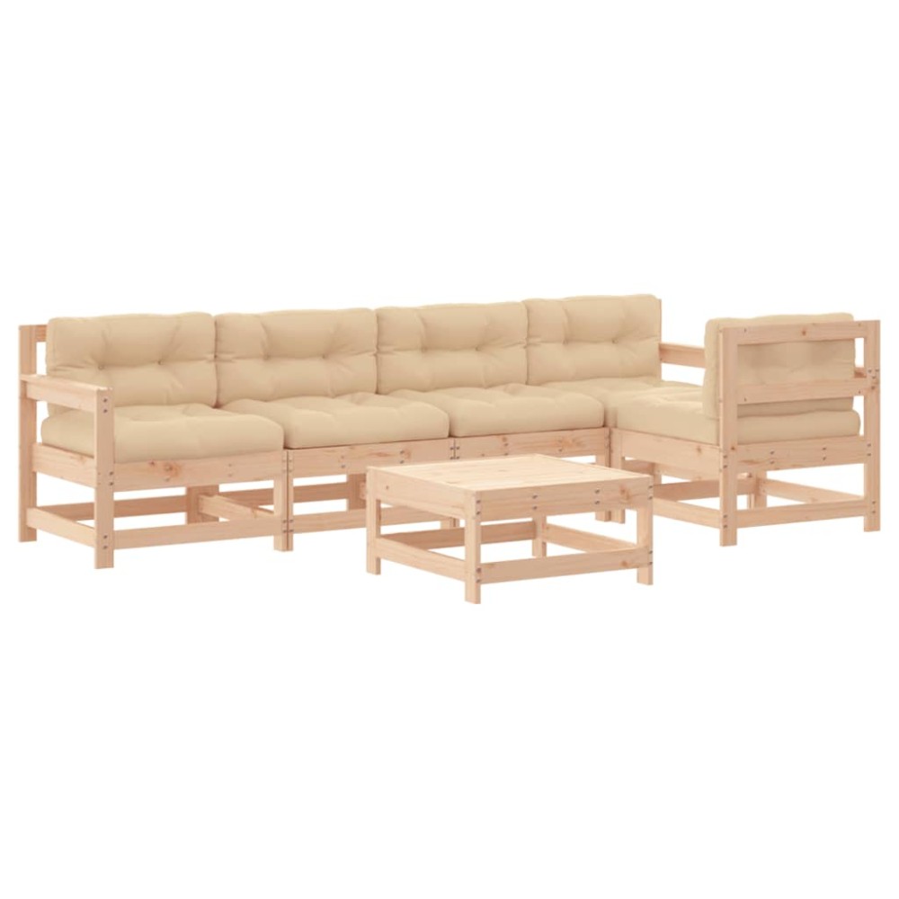 vidaXL Set mobilier relaxare de grădină & perne 6 piese lemn masiv pin
