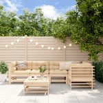 vidaXL Set mobilier relaxare de grădină & perne 6 piese lemn masiv pin vidaXL Set mobilier relaxare de grădină & perne 6 piese lemn masiv pin