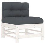 vidaXL Set mobilier relaxare grădină&perne 6 piese alb lemn masiv pin