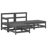 vidaXL Set mobilier grădină cu perne, 4 piese, gri, lemn masiv