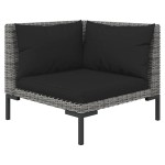vidaXL Set mobilier grădină 3 piese, gri închis, poliratan semi-rotund