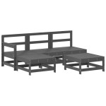 vidaXL Set mobilier grădină cu perne, 5 piese, gri, lemn masiv