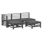 vidaXL Set mobilier grădină cu perne, 5 piese, gri, lemn masiv