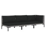 vidaXL Set mobilier grădină 3 piese, gri închis, poliratan semi-rotund