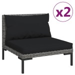 vidaXL Set mobilier grădină 3 piese, gri închis, poliratan semi-rotund