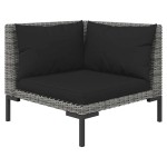 vidaXL Set mobilier grădină 3 piese, gri închis, poliratan semi-rotund