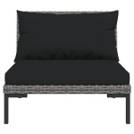 vidaXL Set mobilier grădină 3 piese, gri închis, poliratan semi-rotund