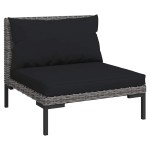 vidaXL Set mobilier grădină 3 piese, gri închis, poliratan semi-rotund