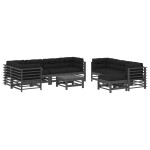 vidaXL Set mobilier grădină cu perne, 10 piese, gri, lemn masiv