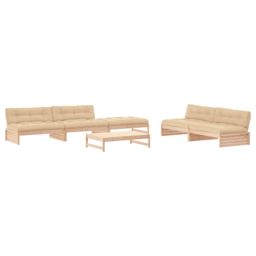 vidaXL Set mobilier relaxare de grădină & perne 6 piese lemn masiv pin